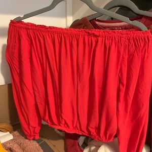 red off the shoulder top brandy melville